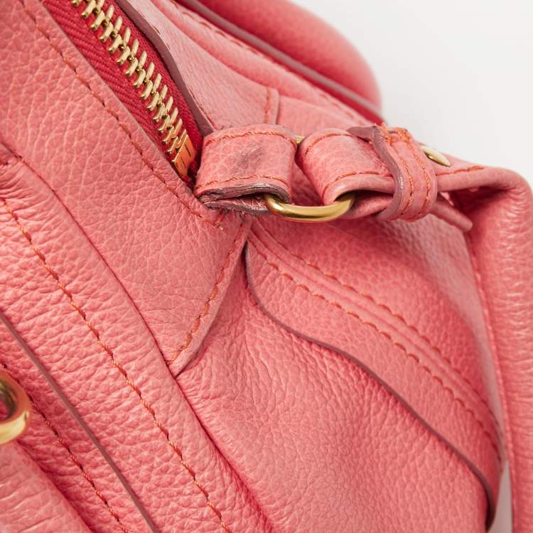Pre Owned Chloe Coral Pink Leather Small Paraty Bag