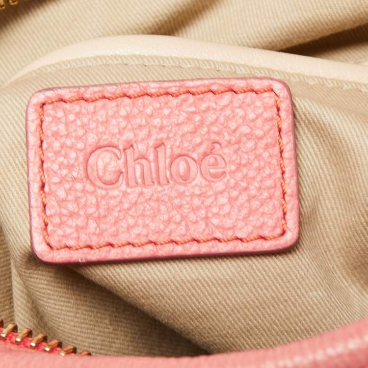 Pre Owned Chloe Coral Pink Leather Small Paraty Bag