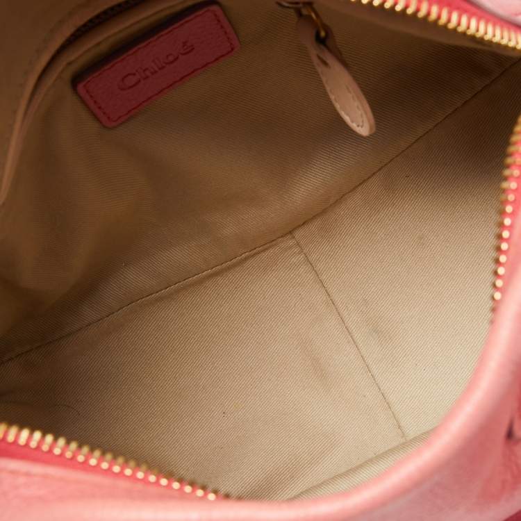 Pre Owned Chloe Coral Pink Leather Small Paraty Bag