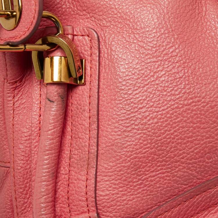 Pre Owned Chloe Coral Pink Leather Small Paraty Bag
