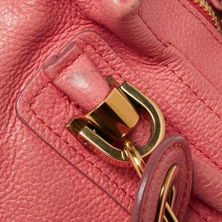 Pre Owned Chloe Coral Pink Leather Small Paraty Bag