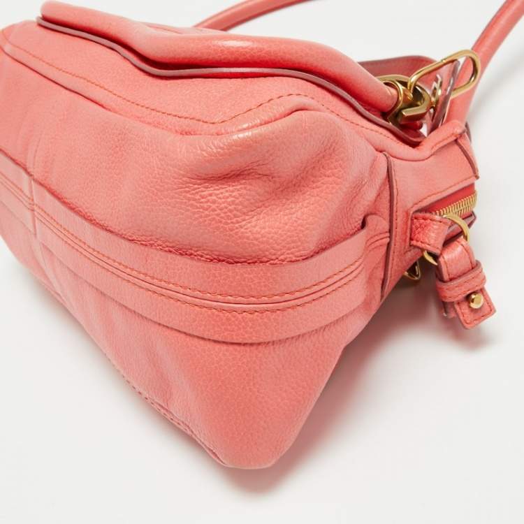 Pre Owned Chloe Coral Pink Leather Small Paraty Bag