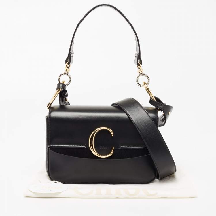Pre Owned Chloe Black Leather C Top Handle Bag
