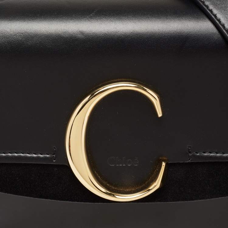 Pre Owned Chloe Black Leather C Top Handle Bag