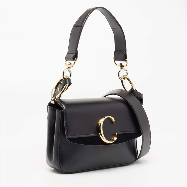 Pre Owned Chloe Black Leather C Top Handle Bag