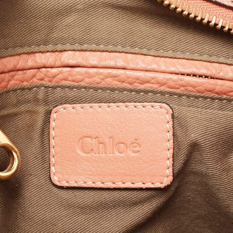 Pre Owned Chloe Peach Leather Medium Marcie Shoulder Bag