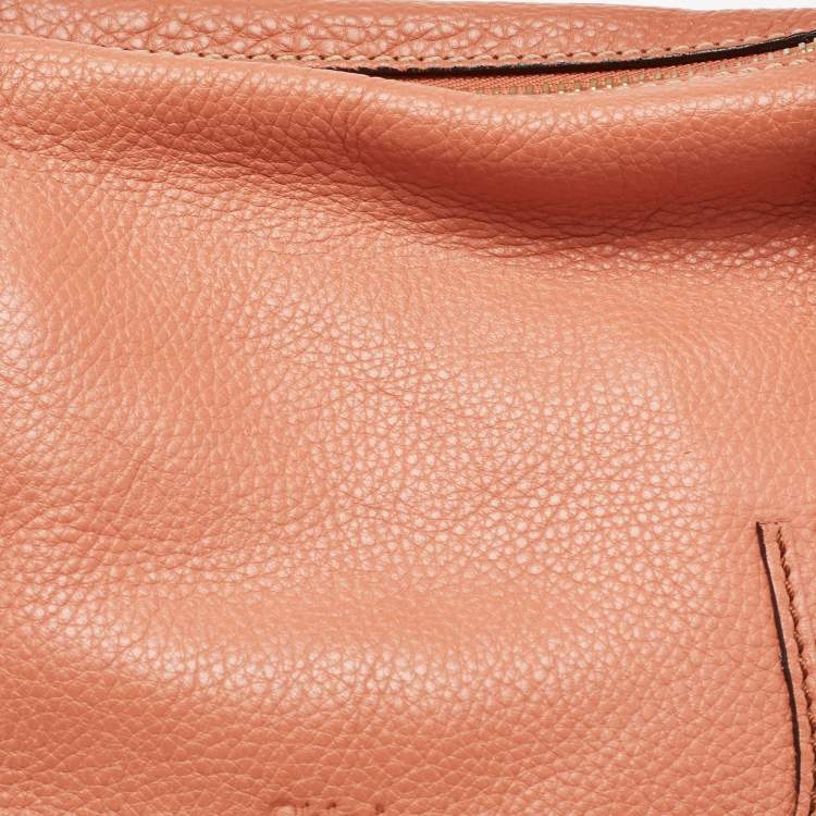Pre Owned Chloe Peach Leather Medium Marcie Shoulder Bag