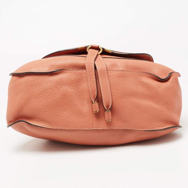 Pre Owned Chloe Peach Leather Medium Marcie Shoulder Bag