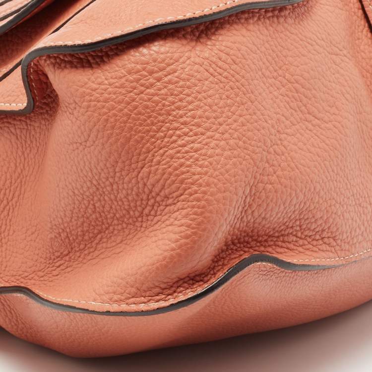 Pre Owned Chloe Peach Leather Medium Marcie Shoulder Bag