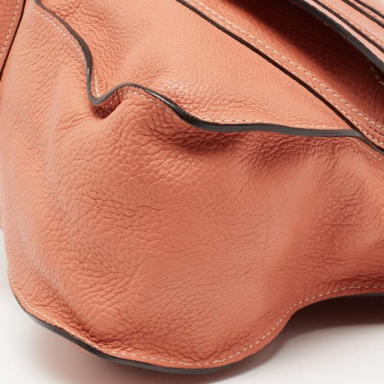 Pre Owned Chloe Peach Leather Medium Marcie Shoulder Bag