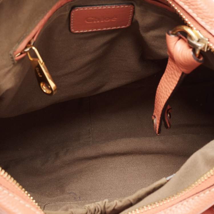 Pre Owned Chloe Peach Leather Medium Marcie Shoulder Bag