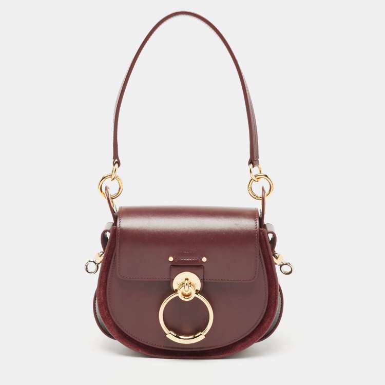 Pre Owned Chloe Burgundy Leather Tess Shoulder Bag