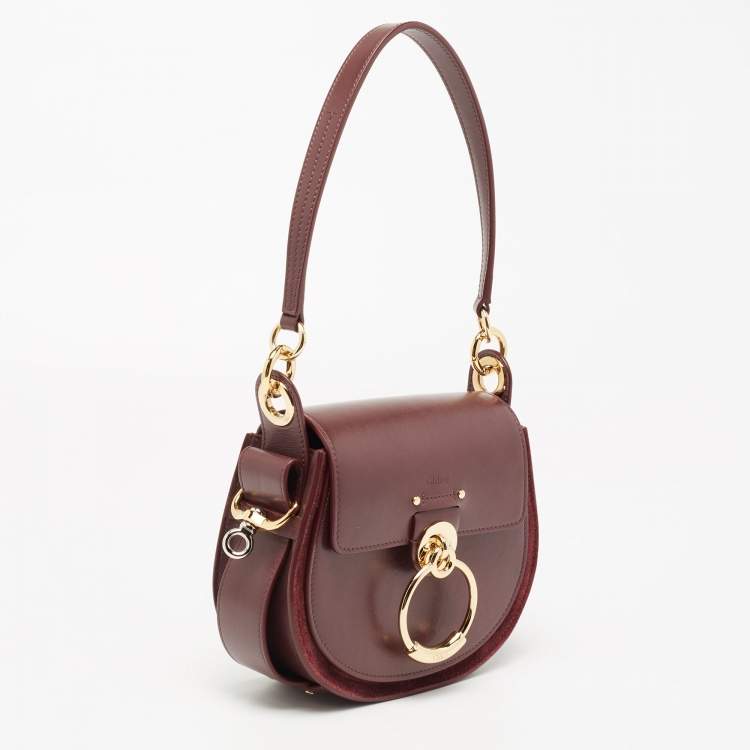 Pre Owned Chloe Burgundy Leather Tess Shoulder Bag