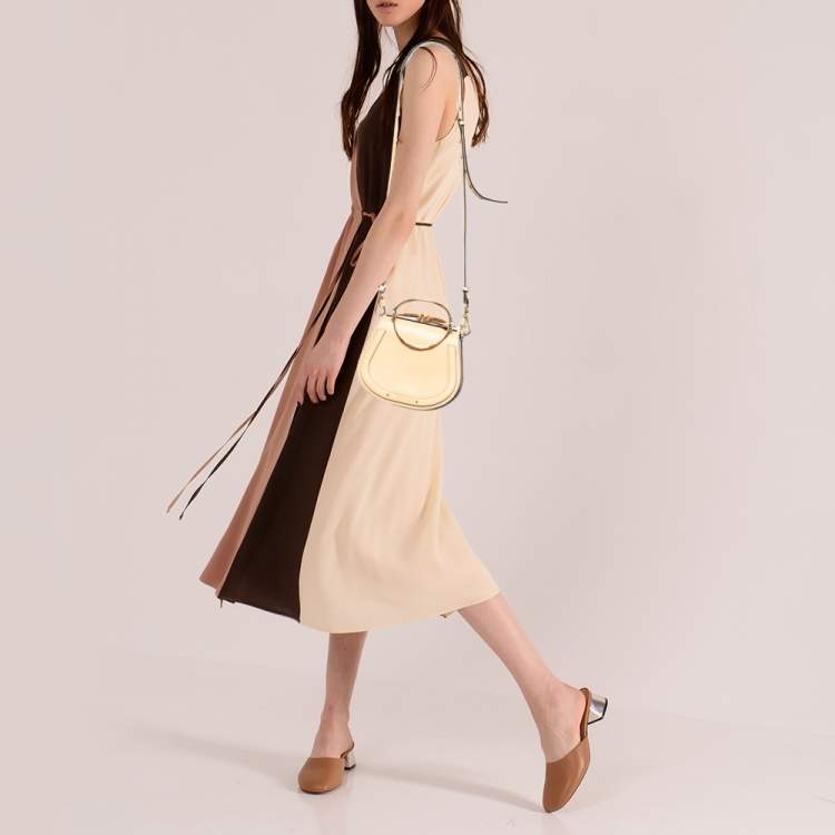 Pre Owned Chloe Light Yellow Leather and Suede Small Nile Bracelet Shoulder Bag