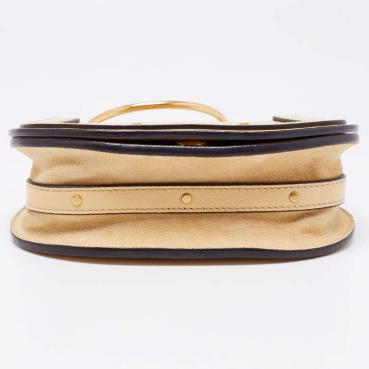 Pre Owned Chloe Light Yellow Leather and Suede Small Nile Bracelet Shoulder Bag