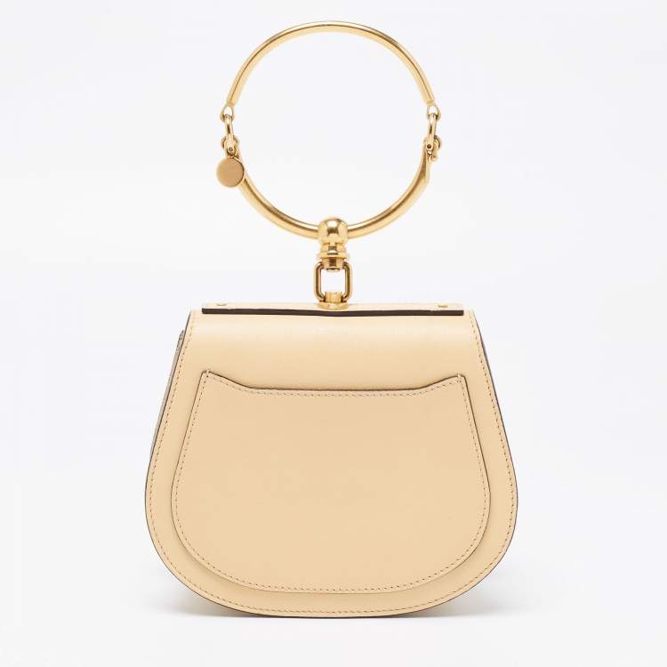 Pre Owned Chloe Light Yellow Leather and Suede Small Nile Bracelet Shoulder Bag