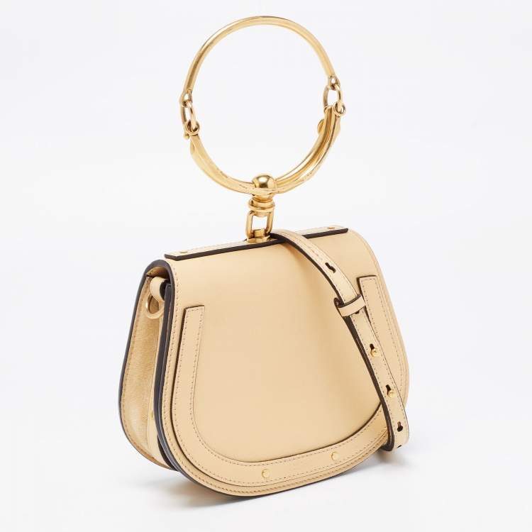 Pre Owned Chloe Light Yellow Leather and Suede Small Nile Bracelet Shoulder Bag