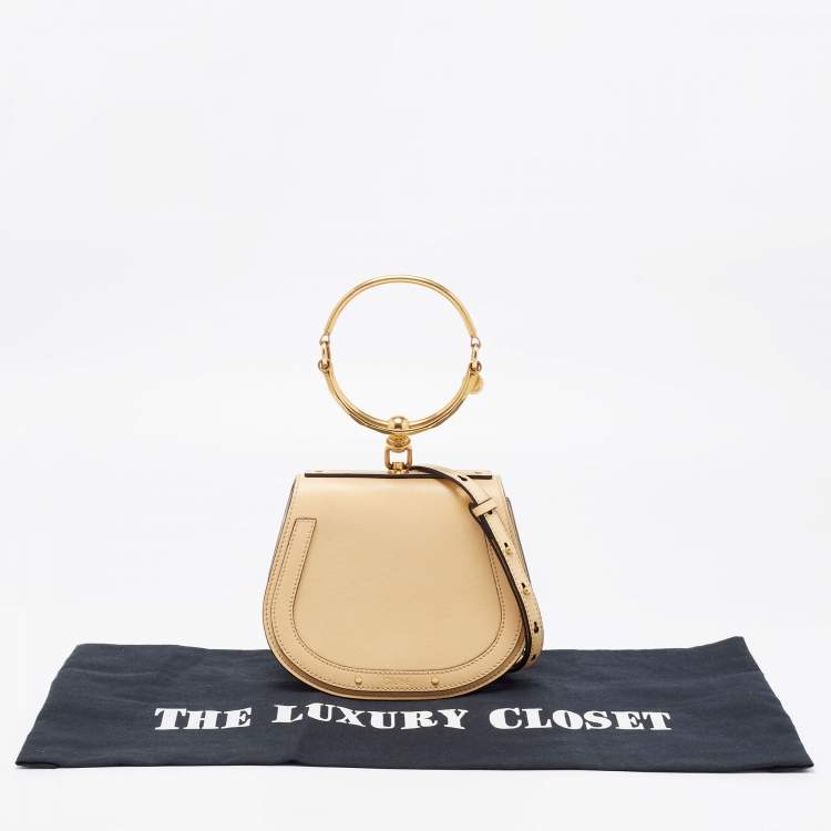 Pre Owned Chloe Light Yellow Leather and Suede Small Nile Bracelet Shoulder Bag