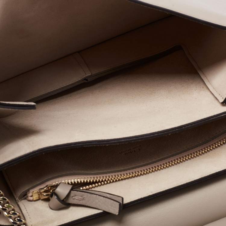 Pre Owned Chloe Taupe Leather and Suede Medium Faye Shoulder Bag