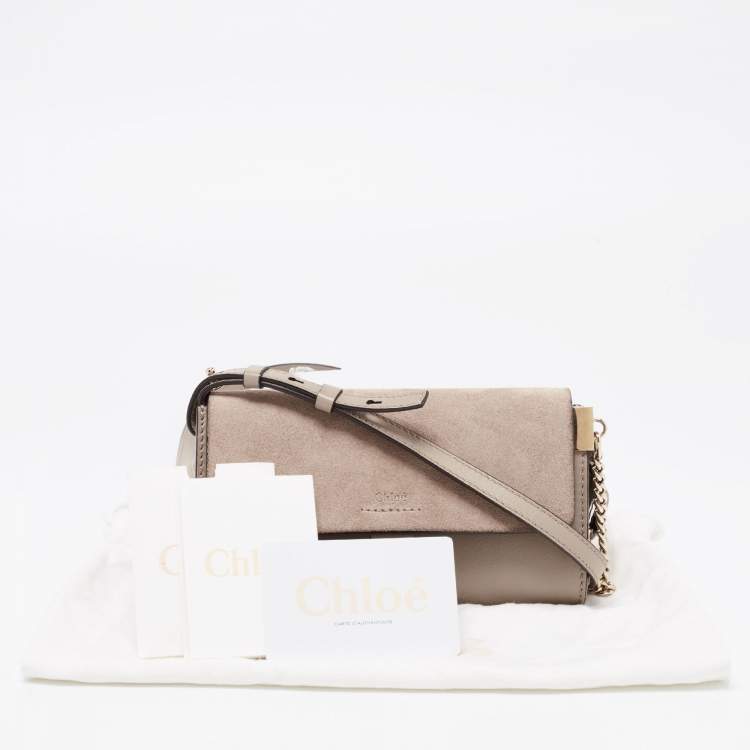 Pre Owned Chloe Grey Leather And Suede Mini Faye Shoulder Bag