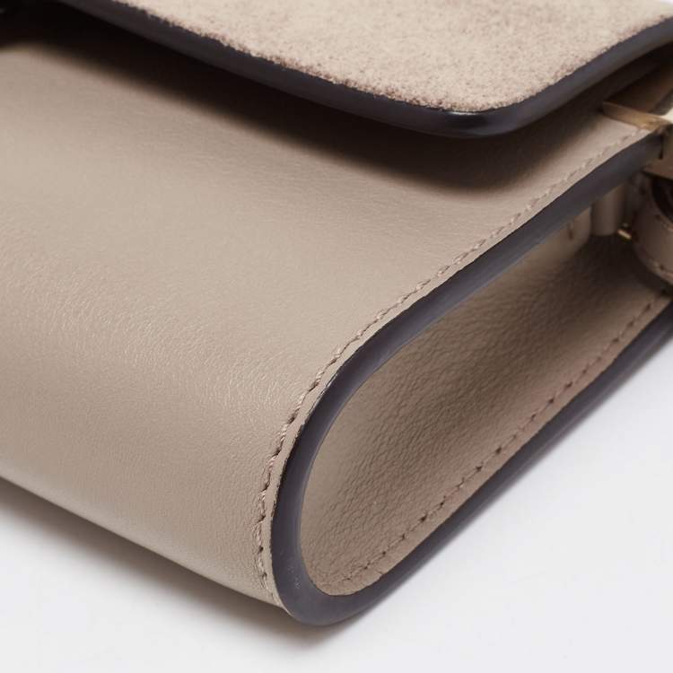 Pre Owned Chloe Grey Leather And Suede Mini Faye Shoulder Bag