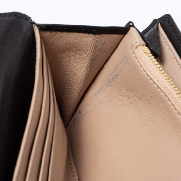 Pre Owned Chloe Black Quilted Leather Georgia Continental Wallet