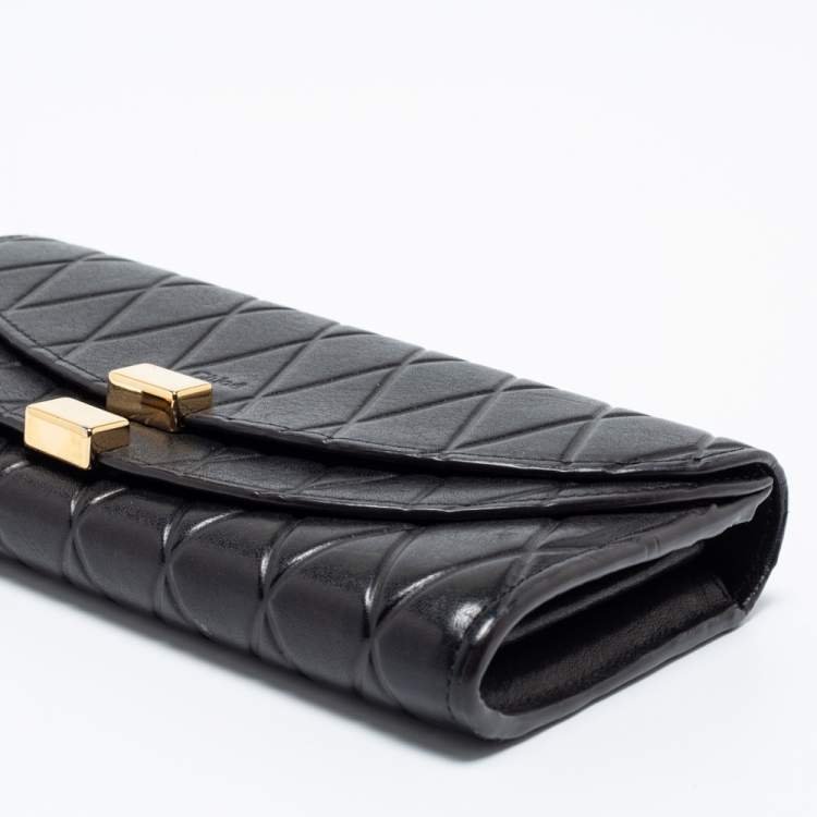 Pre Owned Chloe Black Quilted Leather Georgia Continental Wallet