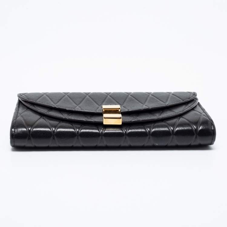 Pre Owned Chloe Black Quilted Leather Georgia Continental Wallet
