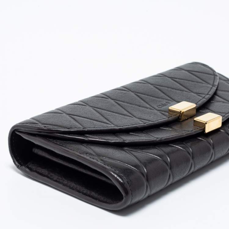 Pre Owned Chloe Black Quilted Leather Georgia Continental Wallet