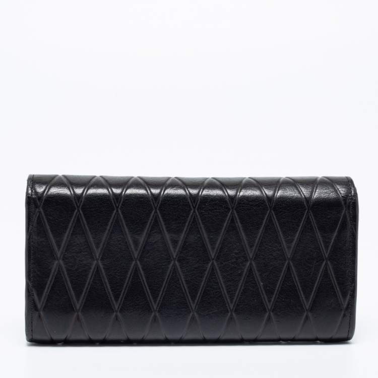 Pre Owned Chloe Black Quilted Leather Georgia Continental Wallet