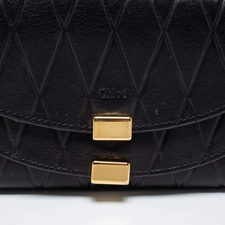 Pre Owned Chloe Black Quilted Leather Georgia Continental Wallet
