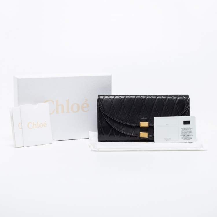 Pre Owned Chloe Black Quilted Leather Georgia Continental Wallet