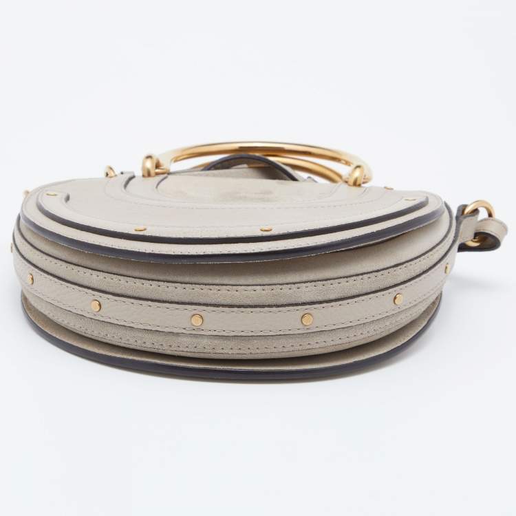 Pre Owned Chloe Beige Leather and Suede Small Pixie Round Crossbody Bag