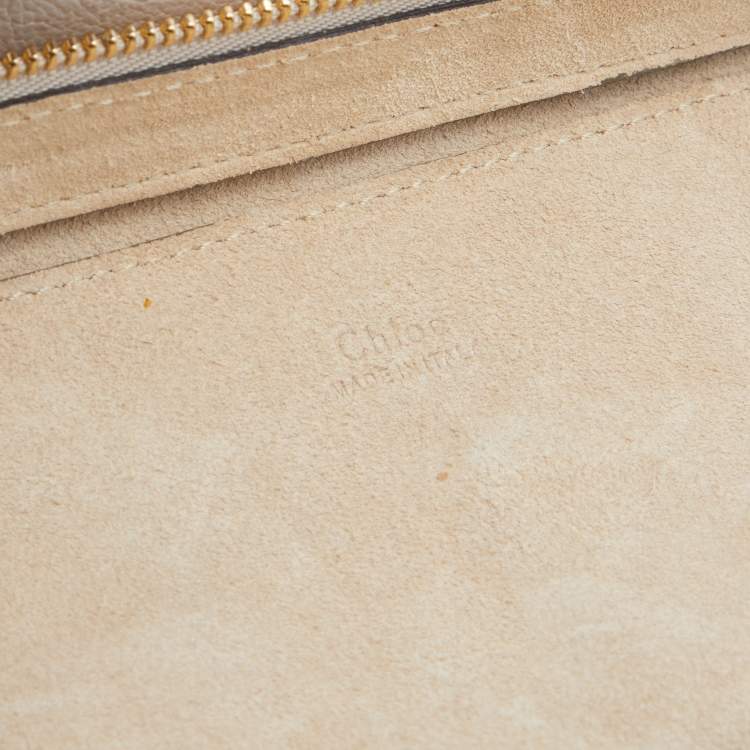 Pre Owned Chloe Beige Leather and Suede Small Pixie Round Crossbody Bag