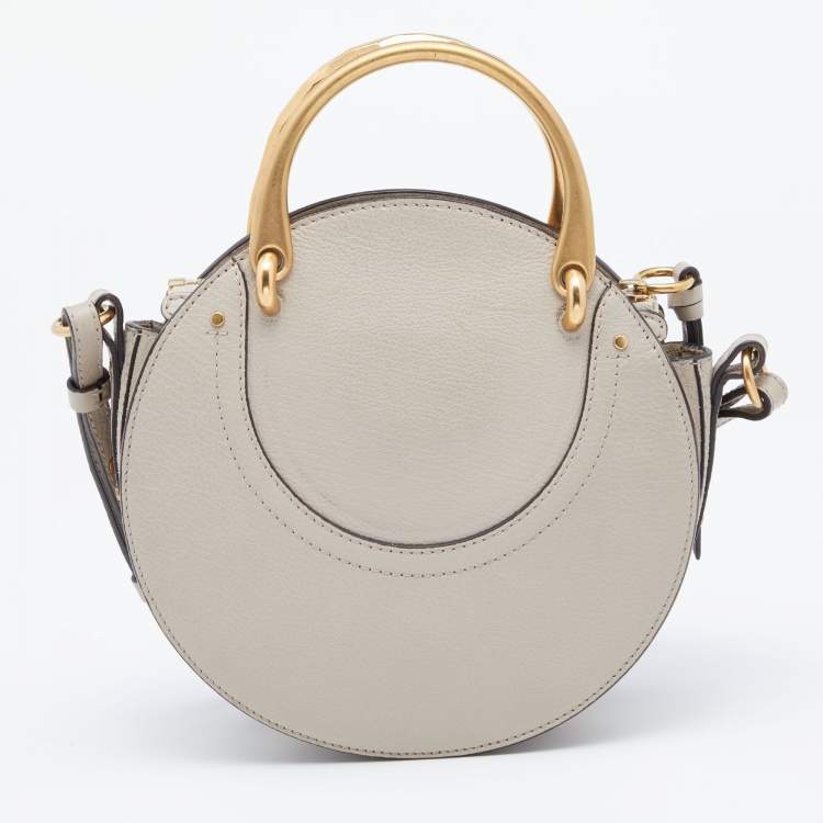 Pre Owned Chloe Beige Leather and Suede Small Pixie Round Crossbody Bag