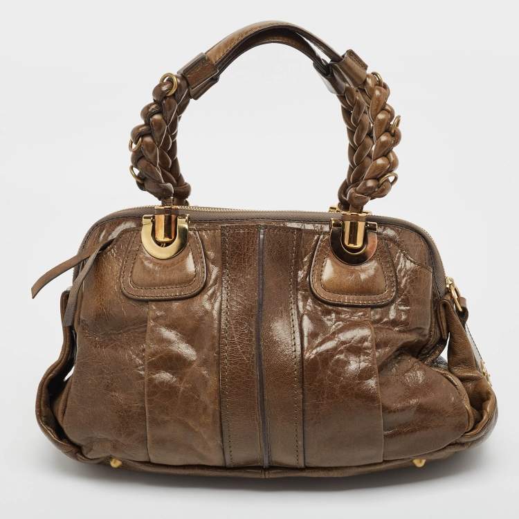 Pre Owned Chloe Dark Olive Leather Heloise Satchel