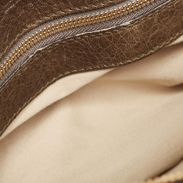 Pre Owned Chloe Dark Olive Leather Heloise Satchel