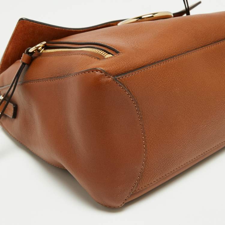 Pre Owned Chloe Brown Leather and Suede Medium Faye Day Top Handle Bag