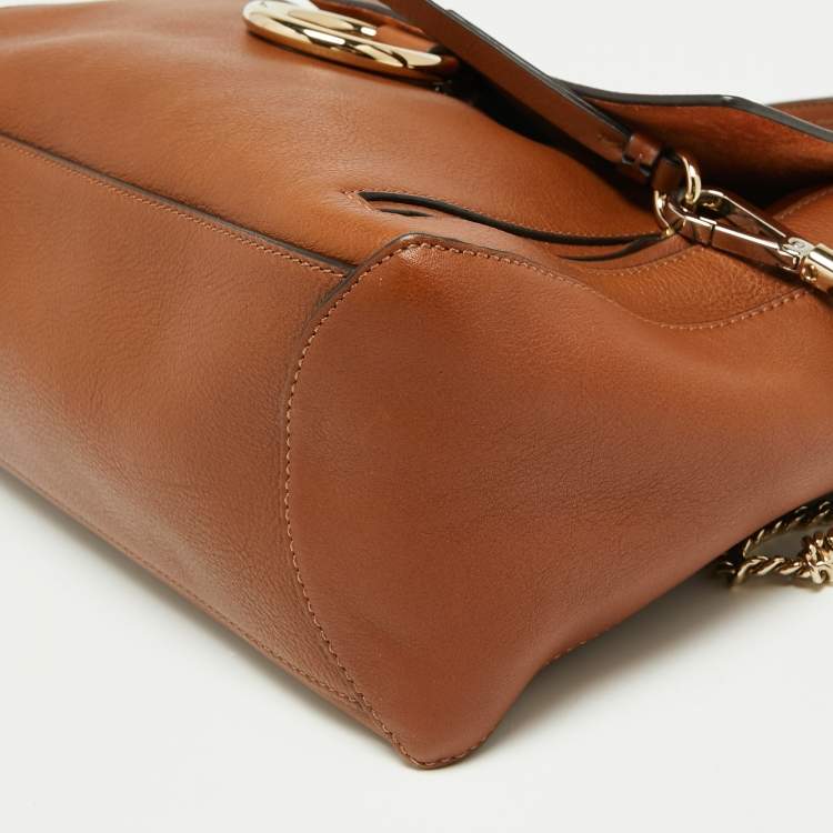 Pre Owned Chloe Brown Leather and Suede Medium Faye Day Top Handle Bag