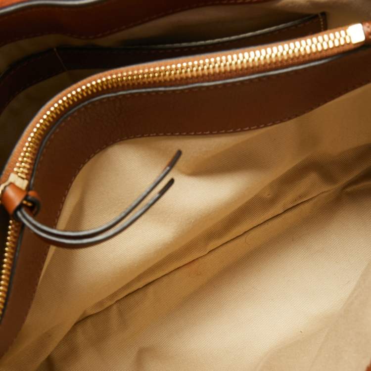 Pre Owned Chloe Brown Leather and Suede Medium Faye Day Top Handle Bag