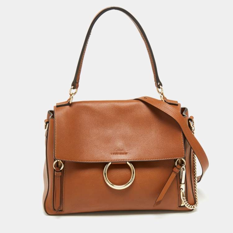 Pre Owned Chloe Brown Leather and Suede Medium Faye Day Top Handle Bag