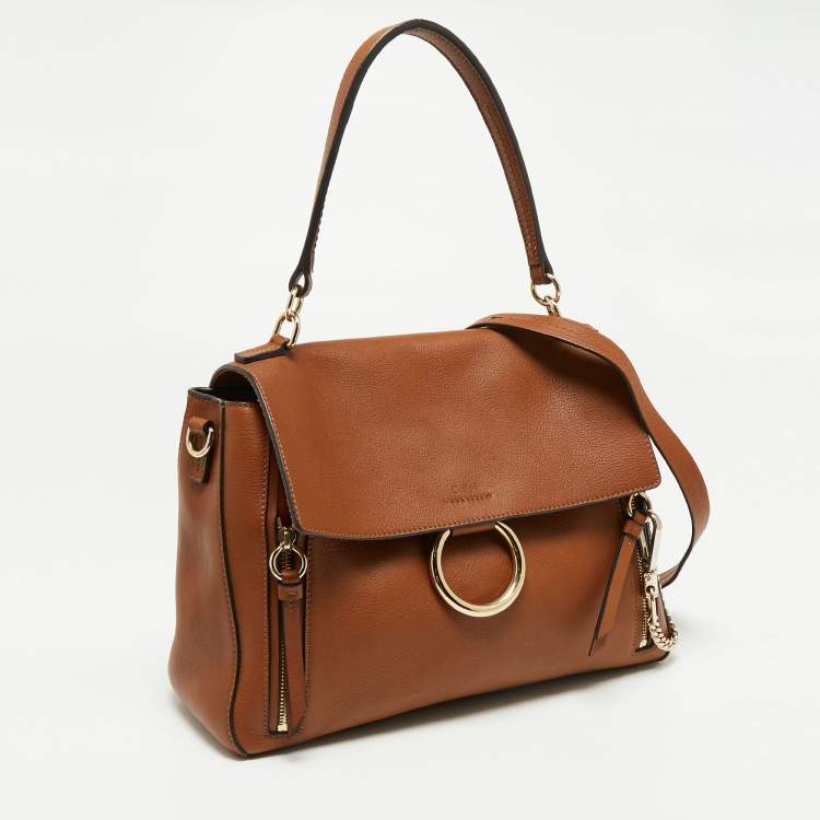 Pre Owned Chloe Brown Leather and Suede Medium Faye Day Top Handle Bag