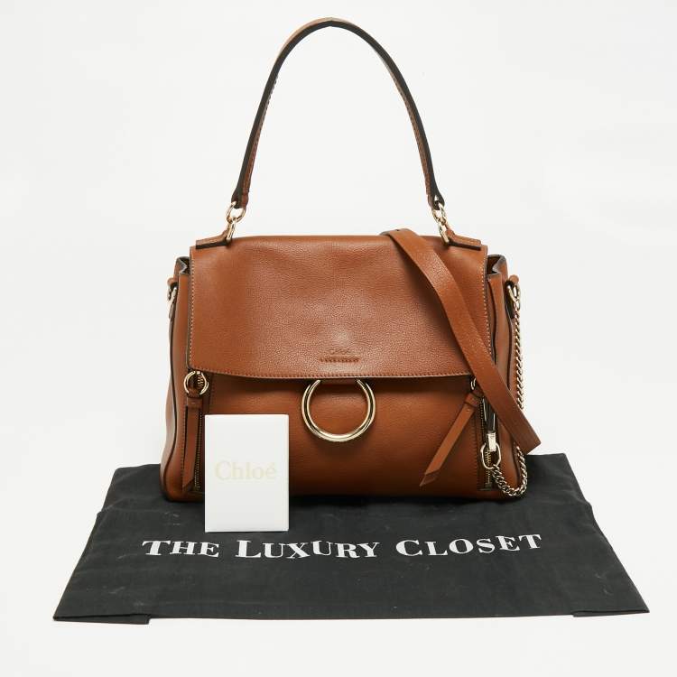 Pre Owned Chloe Brown Leather and Suede Medium Faye Day Top Handle Bag