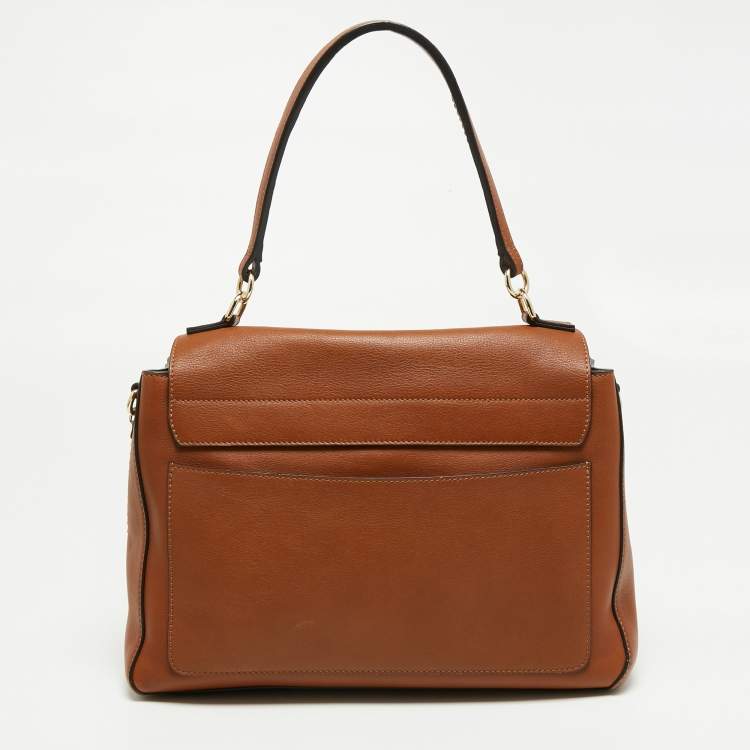Pre Owned Chloe Brown Leather and Suede Medium Faye Day Top Handle Bag
