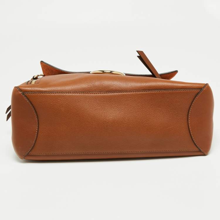 Pre Owned Chloe Brown Leather and Suede Medium Faye Day Top Handle Bag