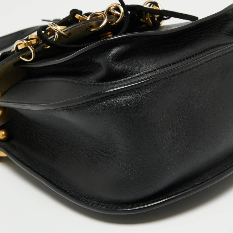 Pre Owned Chloe Black Leather Small Hudson Fringe Shoulder Bag