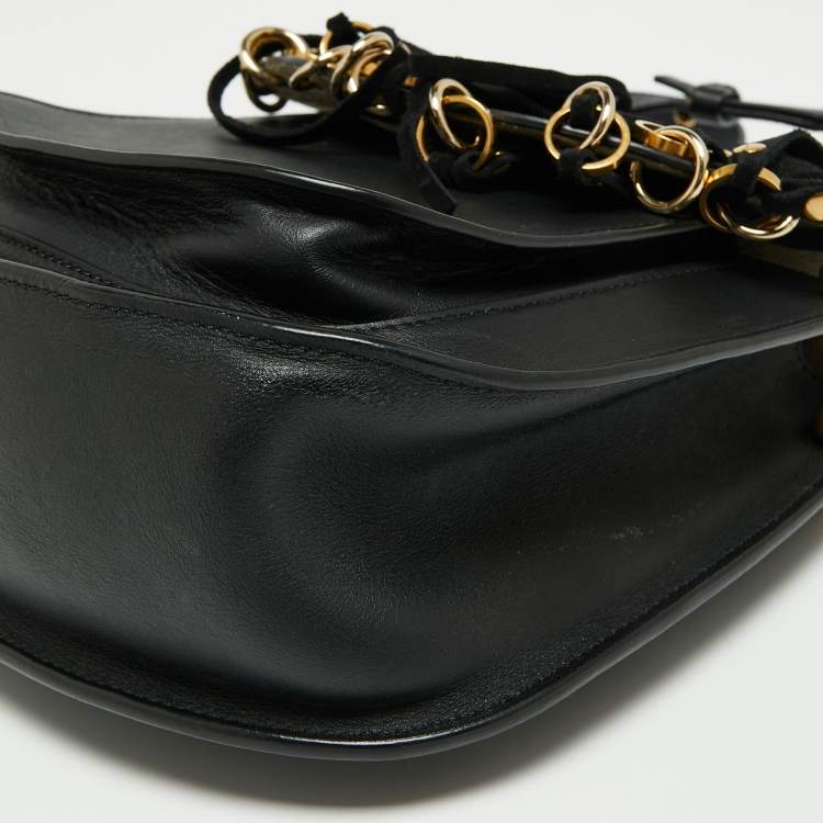 Pre Owned Chloe Black Leather Small Hudson Fringe Shoulder Bag