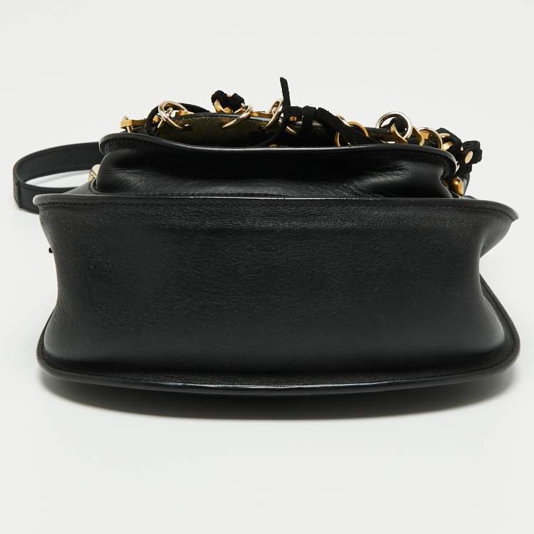 Pre Owned Chloe Black Leather Small Hudson Fringe Shoulder Bag