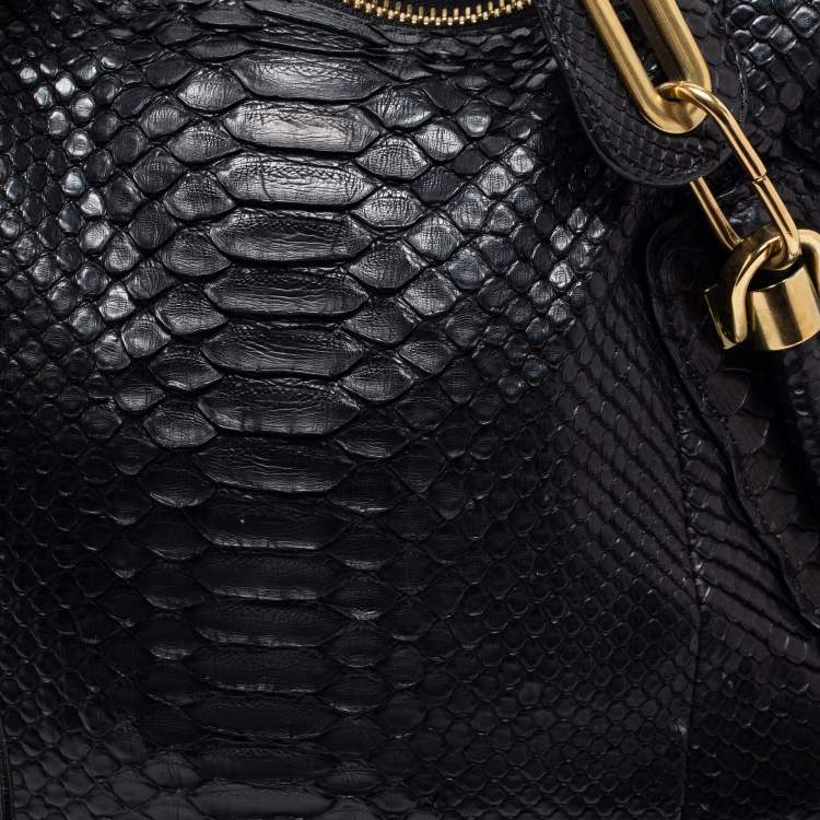 Pre Owned Chloe Black Python and Leather Large Paraty Shoulder Bag