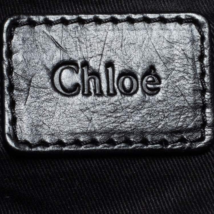 Pre Owned Chloe Black Python and Leather Large Paraty Shoulder Bag